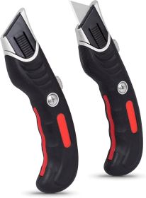 Ergonomic Utility Knife Set | Retractable Box Cutter with Rubber Handle | For Cutting Cardboard