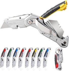 10-Pack Heavy Duty Folding Box Cutter Set with 30 Replacement Blades, Professional Utility Razor Knife Bundle (Box Cutter Plus Max (10Pcs))