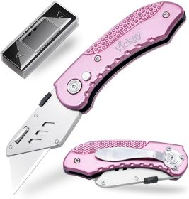 Box Cutter Utility Knife Heavy Duty with 5 SK5 Quick Change Blades, Safety Axis Lock Design Razor Knife