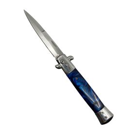 9' Automatic Out-The-Side Knife (Color: Blue Marble)